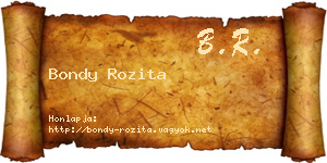 Bondy Rozita névjegykártya